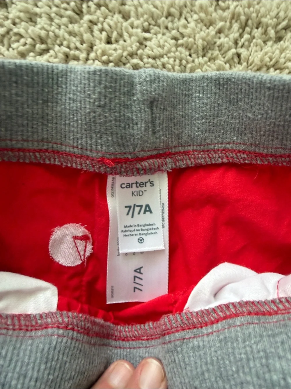 Carter's Red boys shorts with Gray elastic band size 7